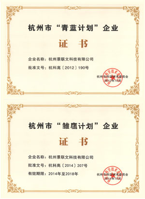 杭州市“青蓝计划”企业证书